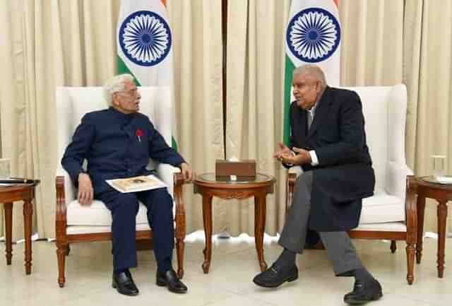 Former EAM K Natwar Singh (L) and VP Jagdeep Dhankar (R) 